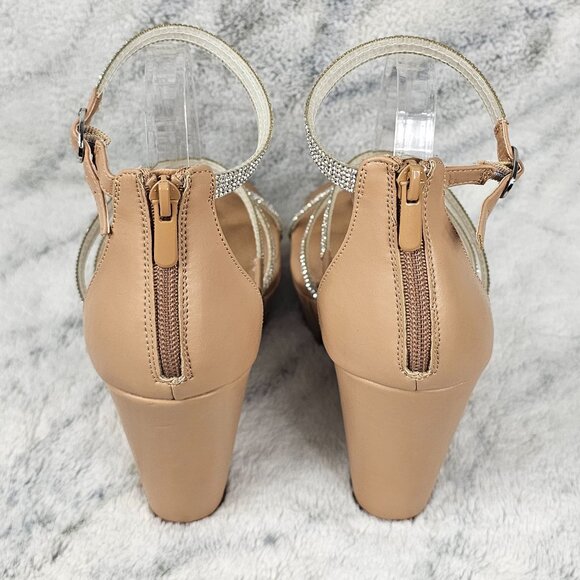 Torrid Sz 10WW Lucite Multi Strap Wedges Rhinestone Detail Stretchy Bands Dressy - Picture 6 of 12